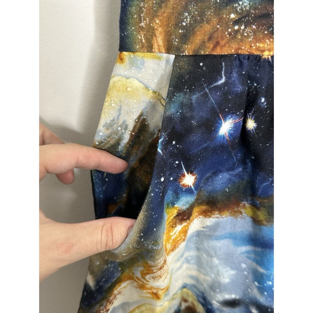 ModCloth Sleeveless Solar System Fit and Flare Dress Size S Cotton Mini Space - Picture 4 of 8